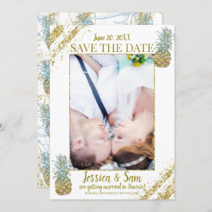 Tropischer Glitzer Ananas Save the Date Foto Einladung