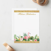Tropischer Glitzer Flamingo Mitteilungskarte (Vorderseite/Rückseite Beispiel)