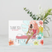 Tropischer Glitzer Junggeselinnen-Abschied Afrikan Dankeskarte (Stehend Vorderseite)