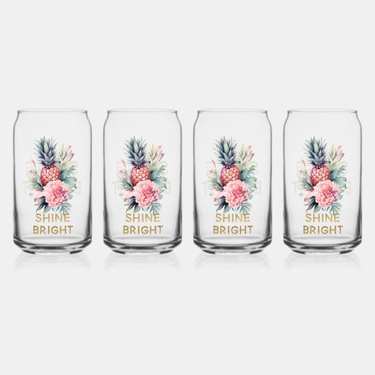 Tropischer Glitzer Shine Ananas Dosenglas (Vorderseite)