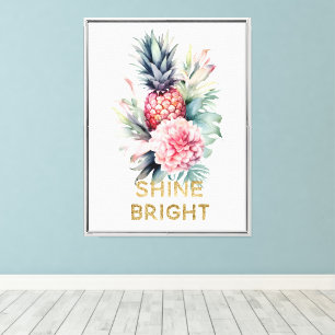 Tropischer Glitzer Shine Ananas Leinwanddruck