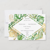 Tropischer Golden Foliage RSVP-Karte RSVP Karte (Vorderseite)
