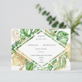 Tropischer Golden Foliage RSVP-Karte RSVP Karte (Stehend Vorderseite)
