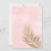 Tropischer Goldpalmestrand erröten rosa Hochzeit Einladung (Rückseite)