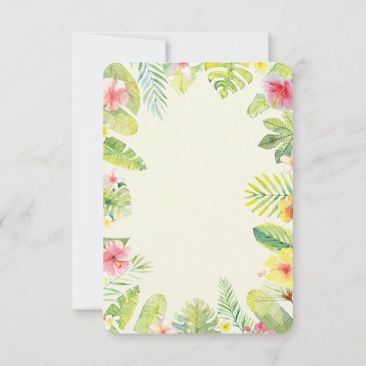 Tropischer Grüner Blattroter Hibiskus Einladung (Rückseite)