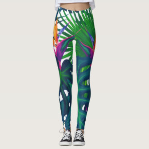 Tropischer Grüner Dschungel Blätter Paradies  Leggings