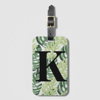 Tropischer Grüner Dschungel Monstera Blätter Muste Gepäckanhänger