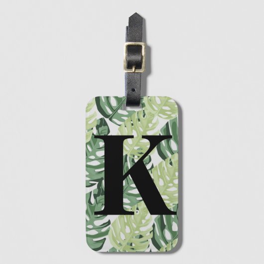 Tropischer Grüner Dschungel Monstera Blätter Muste Gepäckanhänger (Vorderseite Vertikal)