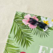 Tropischer, grüner Flamingo-Individuelle Name Strandtuch (Beispiel)