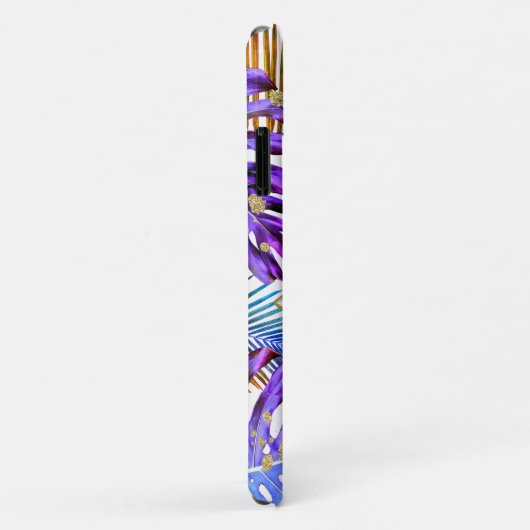 Tropischer Grüner Glitzer Lila Leaf Muster Name Case-Mate iPhone Hülle (Hinten/Rechts)