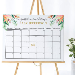 Tropischer grüner Kalender zur Schätzung des Gebur Poster