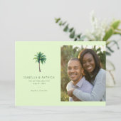 Tropischer grüner Palmenbaum Save The Date (Stehend Vorderseite)