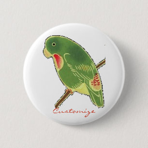 Tropischer grüner Parakeet Thunder_Cove Button
