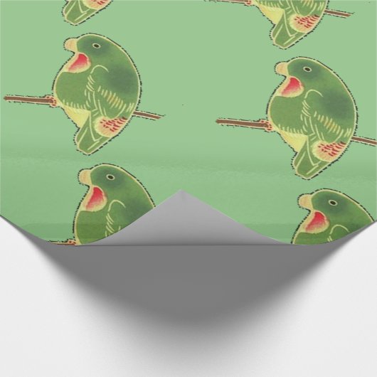 Tropischer grüner Parakeet Thunder_Cove Geschenkpapier (Ecke)