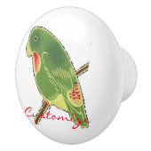 Tropischer grüner Parakeet Thunder_Cove Keramikknauf (Rechts)