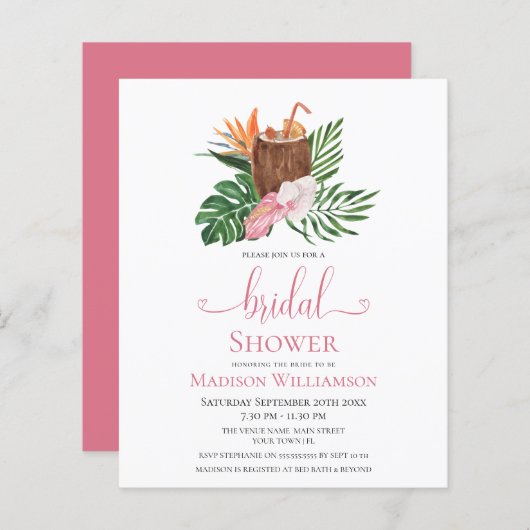 Tropischer Haushalt | Cocktail-Brautparty (Vorne/Hinten)