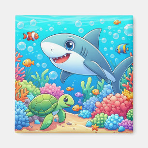 Tropischer/Hawaii bunter Unterwasser-Hai und -Schi Magnet