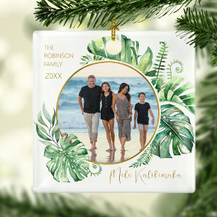 Tropischer Hawaiian Mele Kalikimaka Weihnachtsbaum Keramikornament