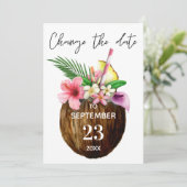 Tropischer Hawaiianischer Blumenkokonut ändert das Einladung (Stehend Vorderseite)