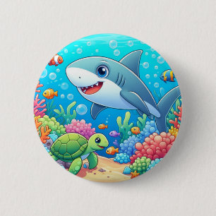 Tropischer/hawaiianischer farbenfroher Unterwasser Button