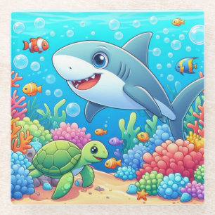 Tropischer/Hawaiianischer farbenfroher Unterwasser Glasuntersetzer