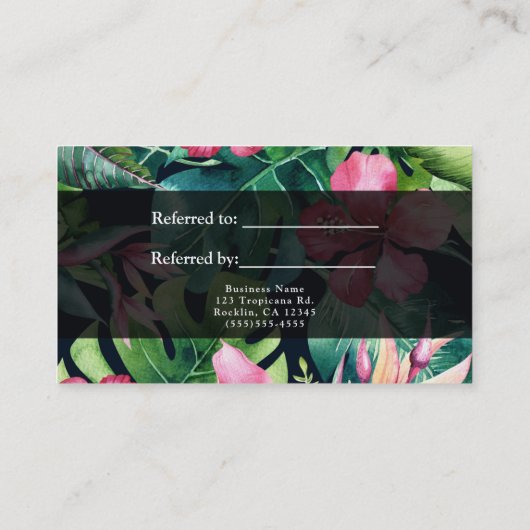 Tropischer hawaiianischer Hibiskus Blumenverleih Empfehlungskarte (Rückseite)