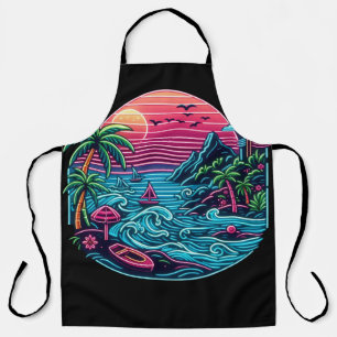 Tropischer/Hawaiianischer Neonstrand Schürze