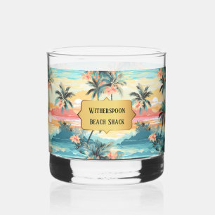 Tropischer hawaiianischer Vintage-Look Strandhaus  Whiskyglas