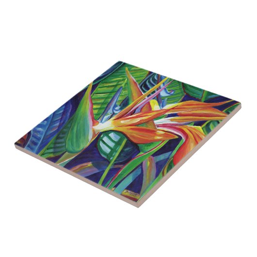 Tropischer Hawaiianischer Vogel Fliese (Seite)