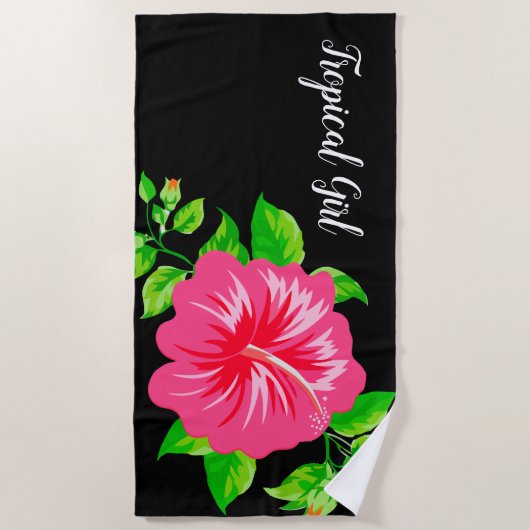 Tropischer hawaiischer Art-Hibiskus Strandtuch (Vorderseite)