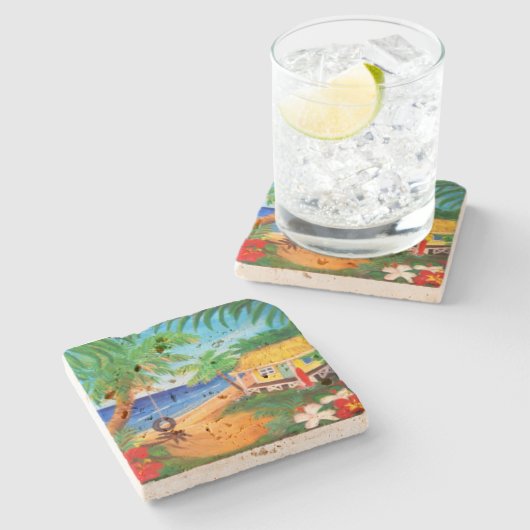 Tropischer hawaiischer steinuntersetzer (Seitenansicht)