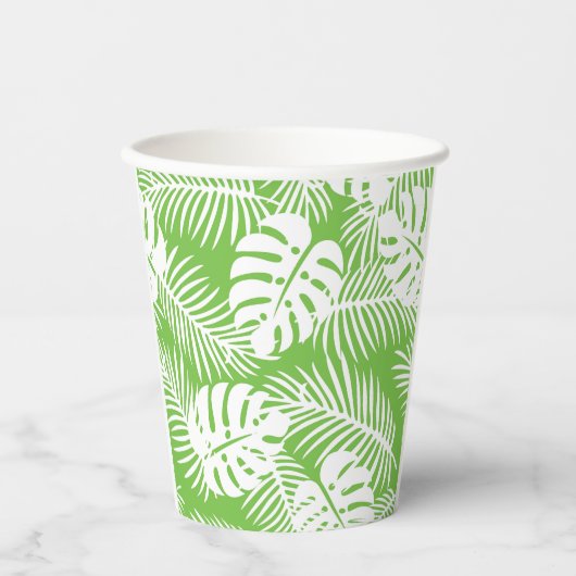 Tropischer Herbst, Sommerblattmuster Glas Pappbecher (Vorderseite)
