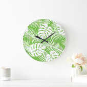 Tropischer Herbst, Sommerblattmuster Große Wanduhr (Zuhause)