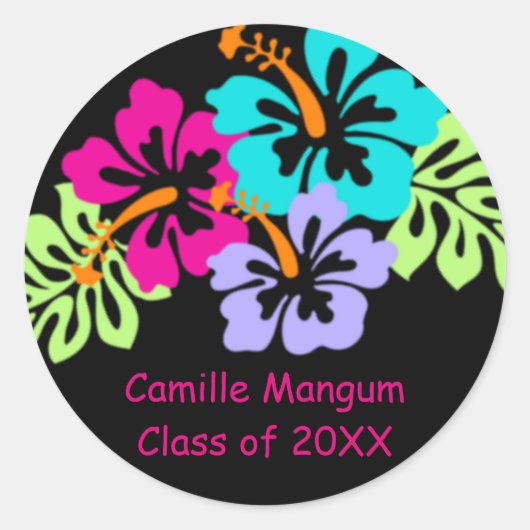 Tropischer Hibiskus - Abschluss-Aufkleber Runder Aufkleber (Vorderseite)