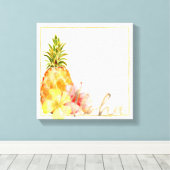 Tropischer Hibiskus Ananas Leinwanddruck (Insitu (Holzboden))
