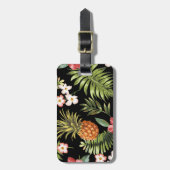 Tropischer Hibiskus Ananas Reisegepäck Gepäckanhänger (Vorderseite vertikal)