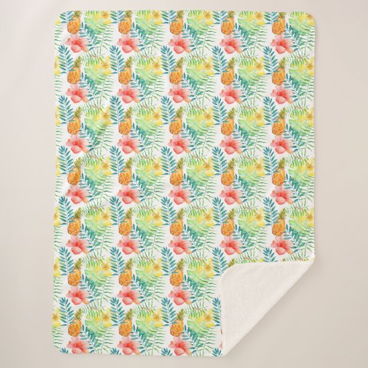 Tropischer Hibiskus Ananas Sherpadecke (Vorderseite)