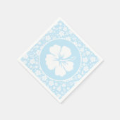 Tropischer Hibiskus auf blau Serviette (Ecke)