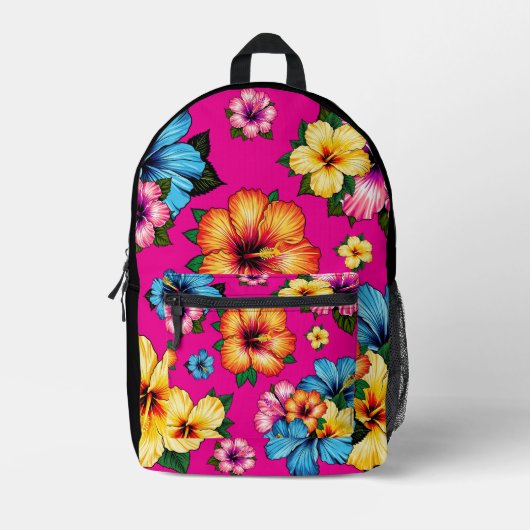 Tropischer Hibiskus Bedruckter Rucksack (Vorderseite)