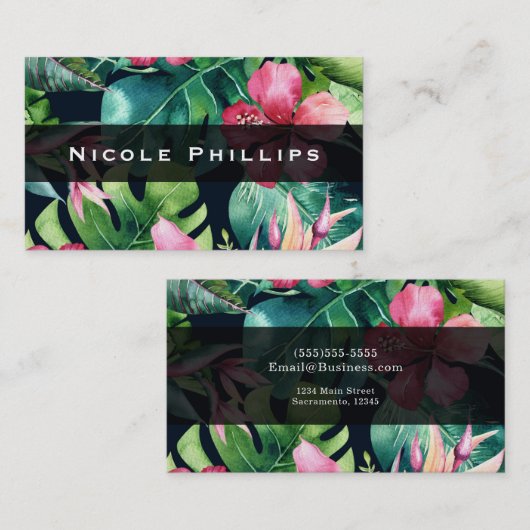Tropischer Hibiskus Blätter Hawaiianische Tropen Visitenkarte (Vorne/Hinten)