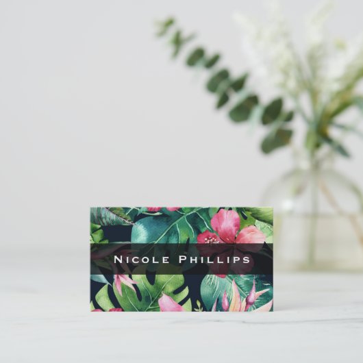 Tropischer Hibiskus Blätter Hawaiianische Tropen Visitenkarte (Stehend Vorderseite)