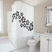 Tropischer Hibiskus blüht Girlandenschwarzes Duschvorhang (Beispiel)