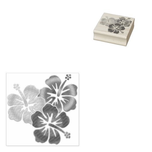 Tropischer Hibiskus blüht Triogradienten farbig Gummistempel (Stempel)
