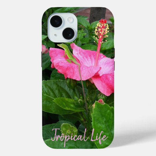 Tropischer Hibiskus Blume Anole Lizard Foto Custom Case-Mate iPhone Hülle (Rückseite)