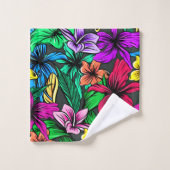 Tropischer Hibiskus Blume Badhandtuch Set (Waschlappen)