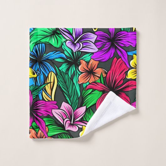 Tropischer Hibiskus Blume Badhandtuch Set (Waschlappen)