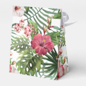 Tropischer Hibiskus Blume Blätter Blattmuster Geschenkschachtel (Rückseite)