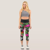 Tropischer Hibiskus Blume Capri Leggings (Vorderseite)
