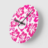 tropischer Hibiskus Blume hawaii Runde Wanduhr (Winkel)