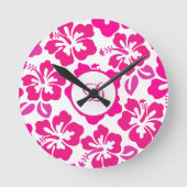 tropischer Hibiskus Blume hawaii Runde Wanduhr (Vorderseite)
